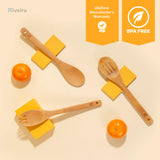 Riveira Bamboo Wooden Spoons for Cooking 6-Piece, Apartment Essentials Wood Spatula Spoon Nonstick Kitchen Utensil Set Premium Quality Housewarming Gifts for Everyday Use Riveira