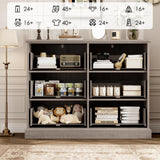 FOTOSOK 6 Drawer Dresser, Modern Dresser Double Dresser 6 Drawer Chest with Deep Drawers, Wide Storage Organizer Drawer Cabinet for Living Room Home, Ash Grey FOTOSOK