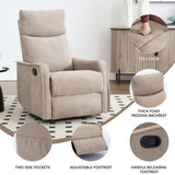 Rocker Recliner Chair for Adults, Swivel Rocker Recliner with Massage and Heat, Adjustable Glider Recliner Nursery Chair with Black Metal Base, Small Recliners for Small Spaces, Living Room (Khaki) anwickjeff