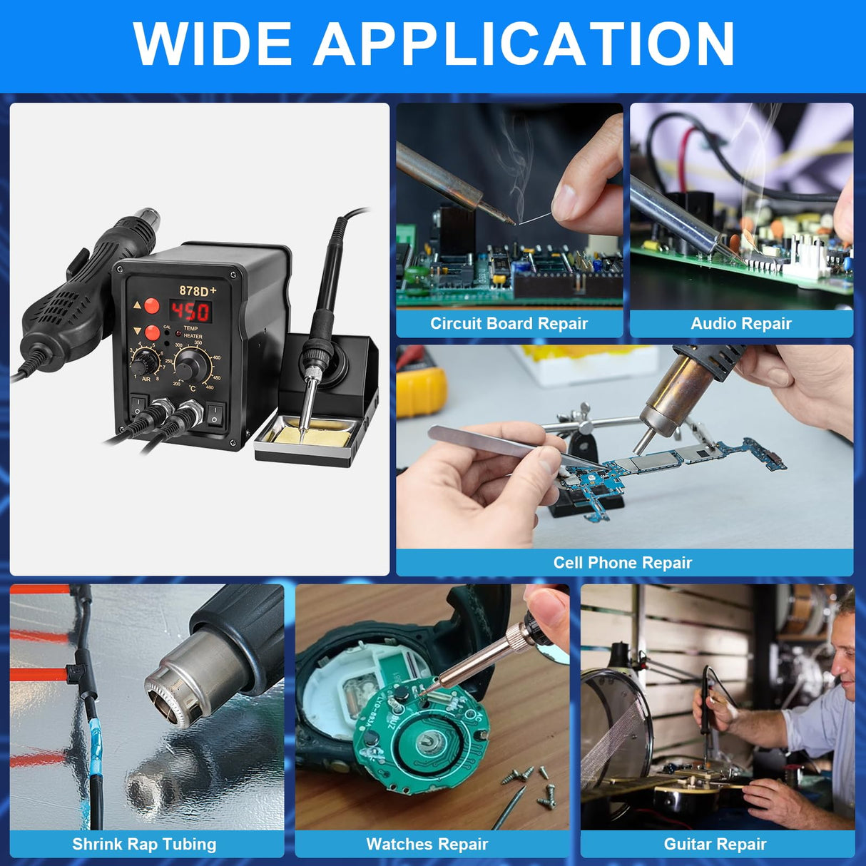 Beaiguna 2 in 1 Hot Air Rework Soldering Iron Station Kit, Precision Circuit Board Soldering Gun Kit, Rapid Heat up Solder Station, Upgrade Dual System Independent Control, Auto Sleep & Calibration Beaiguna
