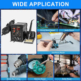Beaiguna 2 in 1 Hot Air Rework Soldering Iron Station Kit, Precision Circuit Board Soldering Gun Kit, Rapid Heat up Solder Station, Upgrade Dual System Independent Control, Auto Sleep & Calibration Beaiguna
