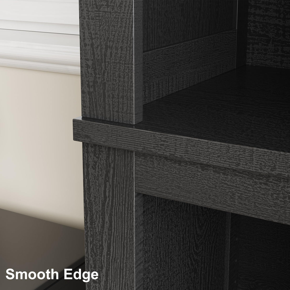 IDEALHOUSE 71" Farmhouse Bookshelf w/Adjustable Shelves & 31.5 in Whidth, 5 Tier Tall Bookshelf with Wooden Legs, Vintage Wooedn Book Shelf for Living Room Office (Black, 71.3" H x 31.5" W x 11.8" D) IDEALHOUSE