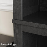 IDEALHOUSE 71" Farmhouse Bookshelf w/Adjustable Shelves & 31.5 in Whidth, 5 Tier Tall Bookshelf with Wooden Legs, Vintage Wooedn Book Shelf for Living Room Office (Black, 71.3" H x 31.5" W x 11.8" D) IDEALHOUSE