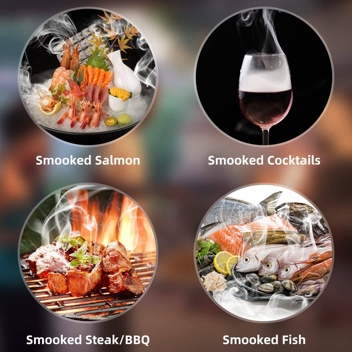 DGYJJZ 6Pack Natural Wood Chips for Smoker Grill and Smoking Gun, Oak, Pecan, Apple, Pear, Cherry and Peach About 80g Each, Smoker Woodchips for BBQ Smoking Beef Pork Chicken Fish and Whisk DGYJJZ