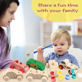 Feradny 42 Pcs Unfinished Wooden Cars Include 18 Wood DIY Car Toys Wood Car Crafts Painting with 24 Painting Tools for Kids Home Activities Arts Crafts Projects Easy Woodworking Party Favors Feradny