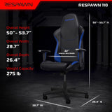 RESPAWN 110 Gaming Chair - Gamer Chair PC Computer Chair, Ergonomic Gaming Chairs, Office Chair with Integrated Headrest, Gaming Chair for Adults 135 Degree Recline with Angle Lock - Blue RESPAWN