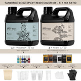 Epoxy Resin 64OZ Kit - Color Kit-Crystal Clear Art Resin and Hardener Kit for Beginners,No Yellowing,No Bubble,Fast Cure,Self Leveling to Easy Mix 1:1 for River Table Top,Art Crafts,Jewelry Making TANSOREX