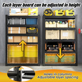 LLIIFFEE 72" H|59.1" W Storage Shelves Heavy Duty Adjustable 5 Tier Garage Shelving 3000 lbs Metal Shelf Industrial Utility Rack for Warehouse, Pantry, Basement, Workshop Storage & Organization LLIIFFEE