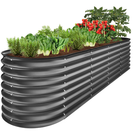 Best Choice Products 8x2x2ft Metal Raised Garden Bed, Oval Outdoor Deep Root Planter Box for Vegetables, Herbs w/ 4 Support Bars, 215 Gal Capacity - Charcoal Best Choice Products