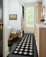 Lahome Moroccan Trellis Runner Rug - 2x8 Black Hallway Runner Rug with Rubber Backing, Checkered Kitchen Non Skid Carpet Runner Washable Indoor Mat for Camper Entryway Bathroom Hardwood Floor Lahome