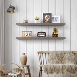 Axeman 2 Pack Rustic Floating Shelves, Distressed Grey Wood Floating Shelves for Wall 24 Inches Long, 8 Inch Deep Farmhouse Shelves for Living Room Bedroom Laundry Room Garage Farmhouse - Grey Wash Axeman