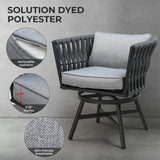 Grand patio 11-Piece Outdoor Dining Set for 10, Patio Dining Furniture Set for 10 Swivel Rope Wicker Chairs & 1 Extendable Rectangular Dining Table, Dark Grey Grand patio