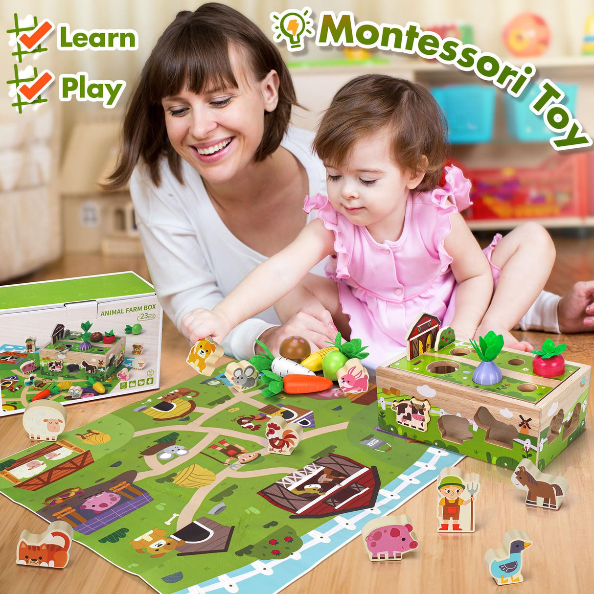 Montessori Wooden Sensory Toddler Toys: Toy for 1 Year Old Boys Girls Birthday Gifts | 1st One First Birthday Gift for 1 Year Old Girl Boy, Educational Learning Toy for 1-2 Year Old Fine Motor Skills MuMua