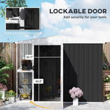 Outsunny 8 x 4ft Outdoor Storage Shed with Lock, 2-Tier Storage Rack, Air Vents, Garden Tool Shed for Backyard, Patio, Lawn, Dark Gray Outsunny