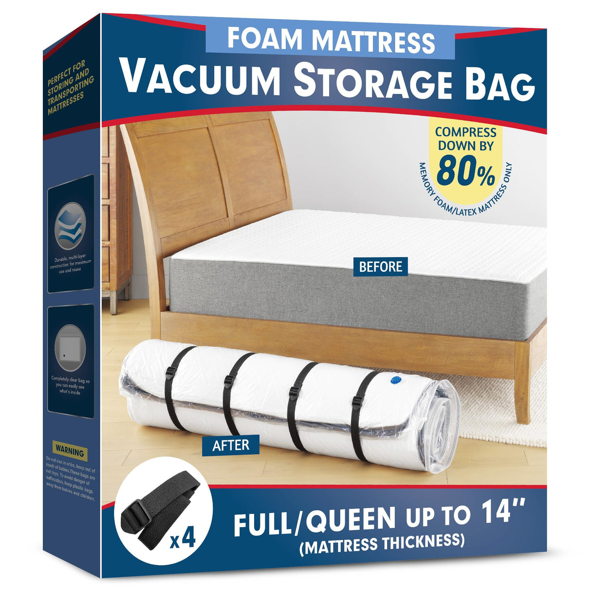 Meersburg Vacuum Mattress Bag for Memory Foam and Latex - Sealed for Easy Movement, Transport and Storage (Queen/Full/Full-XL) Meersburg