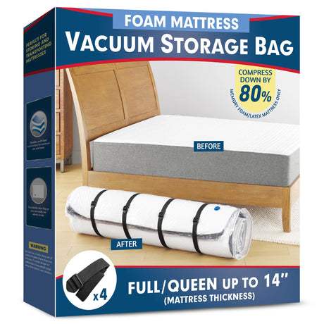 Meersburg Vacuum Mattress Bag for Memory Foam and Latex - Sealed for Easy Movement, Transport and Storage (Queen/Full/Full-XL) Meersburg