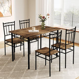 AMICLIBER Dining Table Set for 4, 5-Piece Kitchen Table and Chairs, Rectangular Dining Room Table Set with 4 Chairs, Space-Saving Kitchen Table Set for Small Space,Dinette,Apartment,Retro Brown AMICLIBER