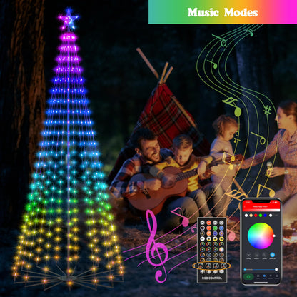 Holaurora 8FT Lighted Outdoor Christmas Tree, 340 LED Smart Cone Tree, Music Sync RGB Fairy Lights, LED Light Show, APP and Remote Control, Timer Function, Perfect for Outdoor Christmas Decorations