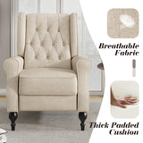 Jocisland Recliner Chair, Accent Wingback Chairs for Adults Living Room Bedroom, Small Tufted Push Back Club Single Sofa Armchair (Beige) Jocisland