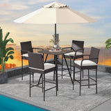 Tangkula Patio Wicker Barstools Set of 4, Outdoor PE Rattan Bar Chairs with Armrests & Soft Cushions, Stable Metal Frame, 400 lbs Max Load, Mix Brown PE Wicker Bar Chairs for Porch (2, Off White) Tangkula