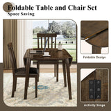 LUXOAK 7 Piece Round Dining Table, 48 inch Round Extendable Kitchen Table for 6 People, Solid Wood Modern Farmhouse Round Table Set Space Saving Small Space for Dining Room, Kitchen Living Room LUXOAK