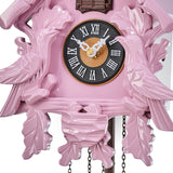 TIMEGEAR Cuckoo Clock with Night Mode, Singing Bird, Wooden Decorations and Swinging Pendulum (Pink) TIMEGEAR