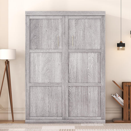 Harper & Bright Designs Full Size Murphy Bed, Wooden Wall Bed, can be Folded into a Cabinet, Gray Harper & Bright Designs