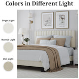 ZZBINUS Full Size Bed Frame with Adjustable Tufted Headboard – Velvet Upholstered Platform Bed, Sturdy Frame & Slats, No Box Spring Needed, Noise-Free, Easy Assembly (Beige, Full) ZZBINUS