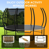 Hocozlly Outdoor Trampoline 14FT for Kids, ASTM Approval Recreational Trampoline with Enclosure, Reinforced Trampolines with Thickened Pole & Non-Slip Wider Ladder (Grey) Hocozlly