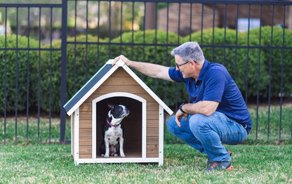 Zylina Country Lodge Wood Dog House with Asphalt Roof, 40" x 33" x 35"