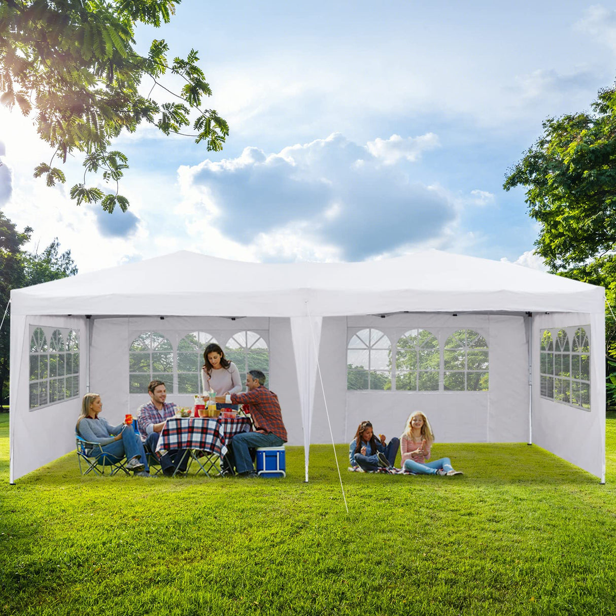 TUKAILAI 10' x 20' Pop Up Gazebo Marquee, Anti-UV Party Wedding Tent Event Shelters with 6 Removable Sidewalls & Carry Bag, Heavy Duty Instant Canopy for Outdoor Camping Garden Patio (White) TUKAILAi