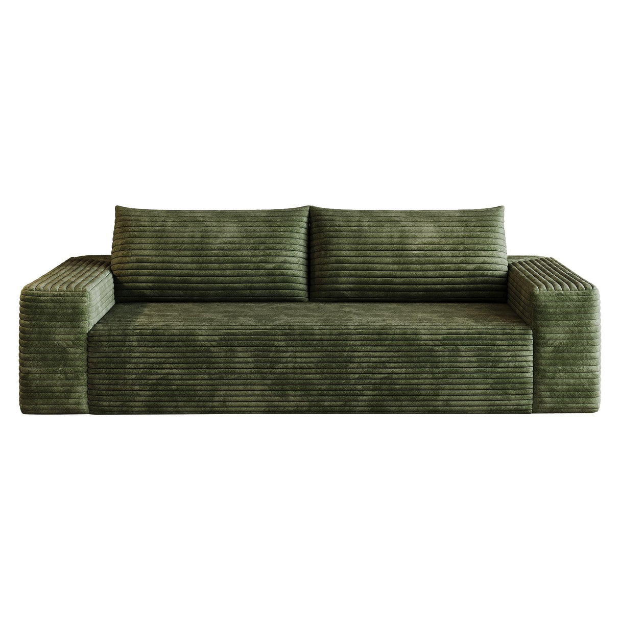 PUQEOAO 71" Loveseat Sofa in a Box,Plush Corduroy Fabric Deep Seat Couch,No Assembly Required,Space-Saving Design,Comfy Seater Sofa for Living Room, Apartment, Bedroom & Office,Modern,Green PUQEOAO