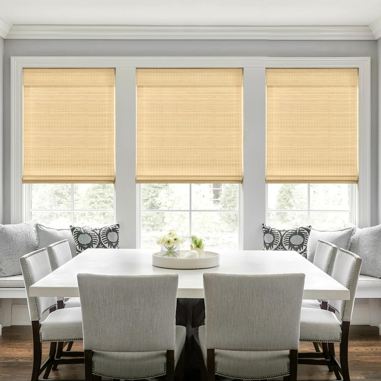 LazBlinds No Tools No Drill Cordless Bamboo Roman Shades, Privacy Room Darkening Window Treatment, Roll Up Bamboo Blinds for Window 26'' W x 64'' H, DP-Natural LazBlinds