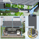 YOLENY Louvered Pergola 10x13, Wall-Mounted Aluminum Pergola with Adjustable Waterproof Roof, Outdoor Hard Top Lean-to Pergola for Backyard, Garden, Lawn, Dark Grey YOLENY