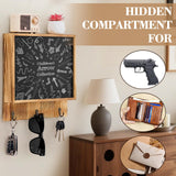 Dononr Hidden Gun Storage, Hidden Gun Safe for Pistols with 3 Metal Hooks, Wooden Picture Frames for Handgun, Hidden Storage Gun Safe Home Furniture, Concealment Furniture Storage, Rustic Brown Dononr
