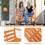 HAPPYGRILL Patio Garden Arbor with Bench, Wooden Garden Arch w/Pergola & 2 Trellises for Climbing Plants Vines Grapes, 48''W x 75''H 2-Person Outdoor Bench for Wedding Party Ceremony Backyard HAPPYGRILL