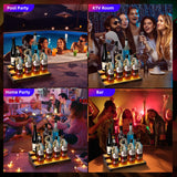 2 Pack LED Lighted Liquor Bottle Display Shelf, 3 Tier 32 Inch Liquor Shelves, RGB Acrylic bar Shelf with RF & App Control, 7 Colors, Music Sync, Timer, Whiskey Rack Stand for Home Bar, KTV, Party Aisthtea