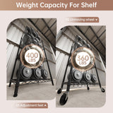 SINGAYE 4 Shelves Storage Shelf Wire Closet Bathroom Organizers Metal Pantry Kitchen Garage Shelving Unit Laundry Room Organization Home Rack Net Basket Black with Wheels SINGAYE