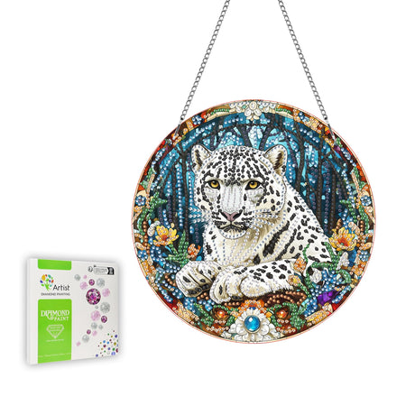 Ginfonr Diamond Painting Kits Hanging Pendant, Tiger Sun Catcher for Front Door Sign, Animal Rhinestone Diamond Decor for Porch, Double Sided Home Hanging Kits for Garden Wall Window (8 x 8inch) Ginfonr