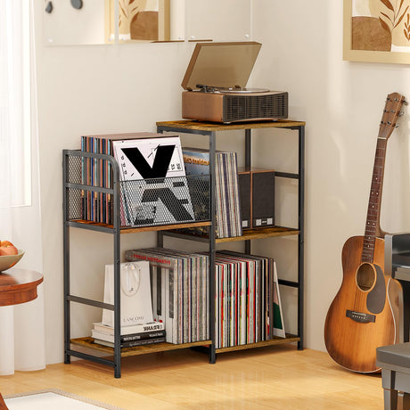 ThreeHio Record Player Stand, Turntable Stand with Vinyl Storage Holds up to 300+ Albums, Storage Cabinet for Vinyl Records, Record Player Table for Living Room ThreeHio