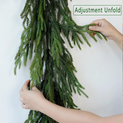 Artificial Christmas Garlands- Real Touch Norfolk Pine Garland Faux Greenery Fake Garland for Holiday, Fireplace, Mantle, Indoor Decor (1 Pcs,5 Feet)