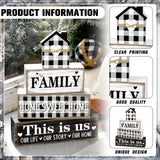 Cinnvoice Farmhouse Wooden Tabletop Decor Home Tiered Tray Decor Rustic Retro Family Home Sweet Home This Is Us Wood Sign Neutral Decorations for Coffee Shelf Desk Centerpiece Decoration Cinnvoice