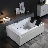 Empava 72" x 48" Whirlpool Tub, 2 Person Jetted Bathtub, Hydro Massage & Chromatherapy [ETL Certified], 3 Sided Apron, Acrylic , 1125 Watt, 110 Gallons, Left Drain Empava