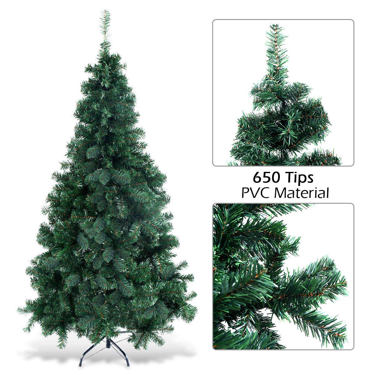 COSTWAY 6Ft Artificial PVC Christmas Tree W/Stand Holiday Season Indoor Outdoor Green