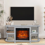 COMEFFIE 48" TV Stand with 18" Electric Fireplace Heater, Modern TV Stand for TVs up to 55 Inch, Entertainment Media Stand with Open Shelves and Storage Cabinets for Living Room, Bedroom (Grey) COMEFFIE