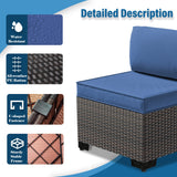Gotland 7-Piece Outdoor Patio Furniture Set - All-Weather PE Rattan Sectional Wicker with Replaceable Navy Waterproof Cushions & Coffee Table Gotland