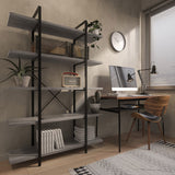 BELLEZE 5-Tier Wood Bookshelf, 70 Inch Industrial Storage Shelves Organizer for Living Room, Pantry, Home Office and Garage, Open Display Shelves with Metal Frame - Gray Wash BELLEZE