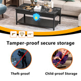 Gun Safe with Biometric Lock, Biometric Fingerprint Gun Safe for Rifles and Pistols, Hidden Gun Storage for Jewelry Money Rifles Pistols and Ammo, Use as Coffe Table (Black Marble Wood) Xyvaly