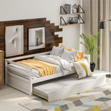 Merax Twin Daybed with Trundle, Solid Wood Captains Bed Twin Size Sofa Bed Frame (White) Merax