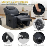 VUOVUS Power Lift Recliner Chair for Elderly, PU Leather Electric Lift Chair with Remote Control, Adjustable Footrest & Lumbar Support, Living Room Recliner with Cup Holders & Side Pockets (Black) VUOVUS